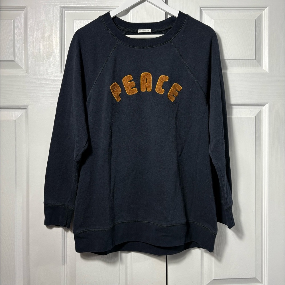 American Eagle Black & Orange Peace Crewneck Sweatshirt Size Medium Cotton - Picture 9 of 12